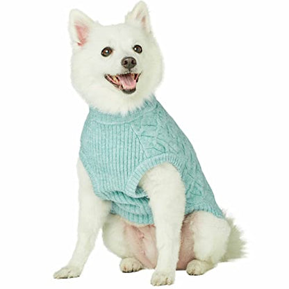 Blueberry Pet Classic Fuzzy Knit Dog Sweater, Crew-Neck Pullover in Heathered Jade, Christmas Style, 10” Back Length, Super-Soft & Cozy - color: Heathered Jade, Crew-neck, size: 10 inch