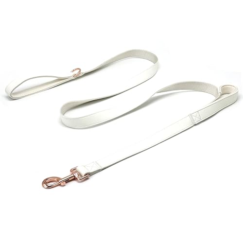 Dog Leash 6ft Long,Traffic Padded Two Handle,Heavy Duty,Double Handles Lead for Control Safety Training,Leashes for Large Dogs or Medium Dogs,Dual Handles Leads (Off-White, 25MM*6FT) - color: Off-White