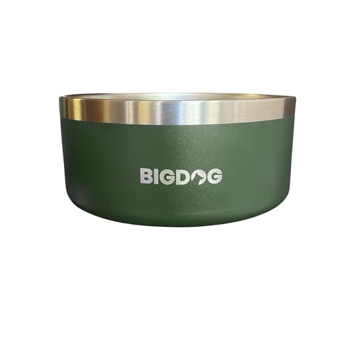 BigDog Dog Bowls, Dog Bowls for Large Dogs, Stainless Steel Dog Bowls, No Spill Dog Bowls, Dog Food and Water Bowl (100 Ounce, Army Green) - color: Army Green, size: 100oz