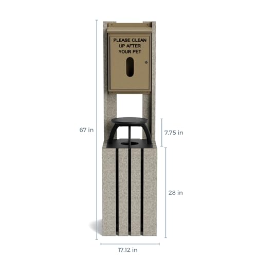 Pet Waste Station for Dog Parks, Trails & Public Spaces | Made of Highly Durable Recycled Wood | Built in Trash Can and Bag Dispenser | Weather Resistant & Built to Last - Weathered - color: Weathered
