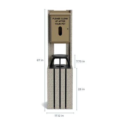 Pet Waste Station for Dog Parks, Trails & Public Spaces | Made of Highly Durable Recycled Wood | Built in Trash Can and Bag Dispenser | Weather Resistant & Built to Last - Weathered - color: Weathered