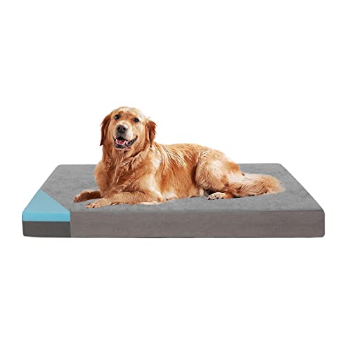 Orthopedic Memory Foam Dog Bed, Cooling Dog Beds for Extra Large Dogs -Waterproof Pet Bed for Crate with Removable Washable Cover, XL(41inch,90Lbs) - color: Short Plush, size: X-Large-41"x 29" x 4"
