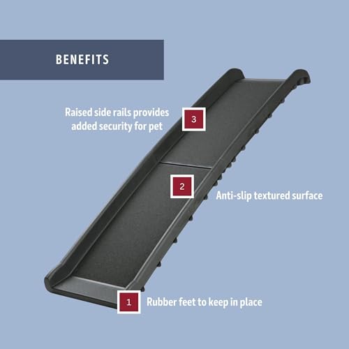Trixie Folding Pet Ramp, Black | Folding Dog Ramp with High Traction Surface, Ideal for Cars and SUVs, Foldable, Easy to Store and Clean - color: Bi-fold Ramp