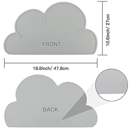 DesignSter Pet Food Mats–Dog Cat Feeding Mat Top Grade Cloud Silicone Pad Anti-Slip Waterproof Anti-Slip Bowl Placemat (Gray)