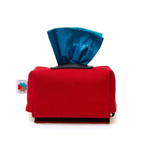 Dog Poop Bag Holder for Leashes, Cat Waste Bag Dispenser, 1000D Nylon, Attach to Cat Leash, Poop Bag Dispenser, Fits Standard Dog Poop Bags - Wildebeest (Red) - color: Red