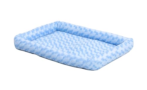MidWest Homes for Pets QuietTime Fashion Dog Bed - Blue Faux Fur Bolster, Ultra-Soft and Machine Washable, Fits 24-Inch Crates and Carriers, for Small Breed Dogs - color: Blue, size: 24 Inch