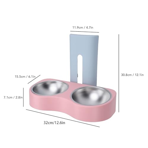 Wall Mounted Pet Bowl, Stainless Steel Pet Feeding Station with Adjustable Height Anti Tip Design, Wall Dish for Dog and Cat, Mounted Elevated Feeder (Blue Pink) - color: Blue Pink