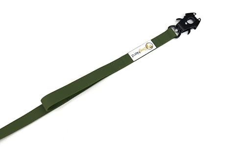 6ft Army Green Dual Handle Silicone Tactical Dog Leash for Medium, Large, Giant, K9 Breeds | Quick Release Swivel Clip Carabiner | Coated Nylon Heavy Duty | Strong Puller | Training Leashes - color: Army Green