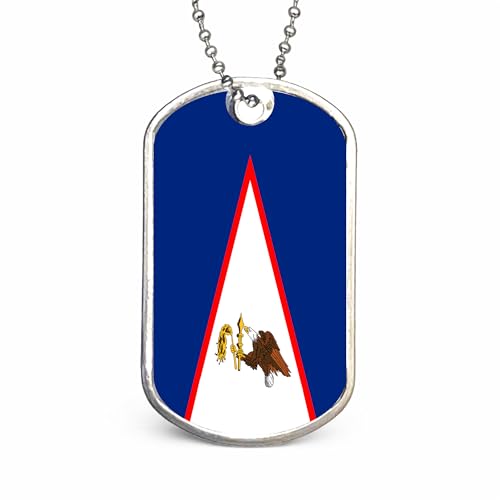 US States Flags Dog Tag Necklace, Custom Military ID Tags, Personalized Laser Engraved or Embossed Stainless Steel - style: American Samoa Flag