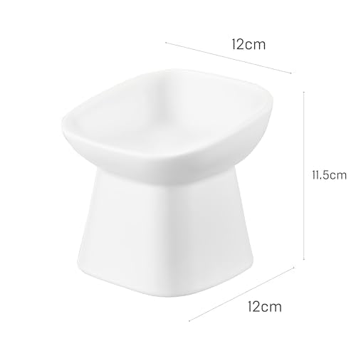 Yamazaki Home Tower Elevated Ceramic Pet Food Bowl - Angled, Non-Slip, Microwave & Dishwasher Safe - 6.7Oz - color: White