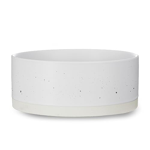 Oslo Ceramic Dog Bowl - 8'' Dog Food Water Bowl for Medium and Large Dogs, Heavy Duty Non-Slip Dog Dish, Modern Scandi-Style Stoneware Pet Feeder Bowl, Dishwasher Safe (70Oz, White) - size: 8 inch
