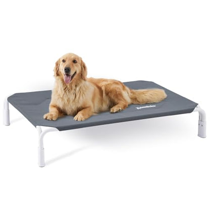 ZOMISIA Elevated Dog Bed Tool-Free Assembly, Outdoor Raised Dog Bed for Large Dogs, Cooling Portable Cot Pet Hammock Bed with Non-Slip Feet & Waterproof Teslin Mesh, 43x30 Inch - size: L - 43"L x 30"W x 8"H