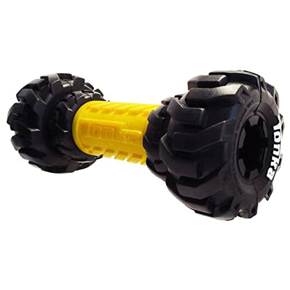 Tonka Axle Tread Dog Toy with Interactive Feeder, Lightweight, Durable and Water Resistant, 7 Inches, for Medium/Large Breeds, Single Unit, Yellow/Black - size: 7 inch Axle Tread
