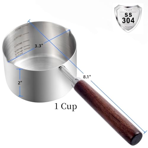 Kichwit Dog Food Scoop, 1 Cup, 304 Stainless Steel Pet Food Scoop Measuring Cup with Wooden Handle (1 Cup) - size: 1 Cup