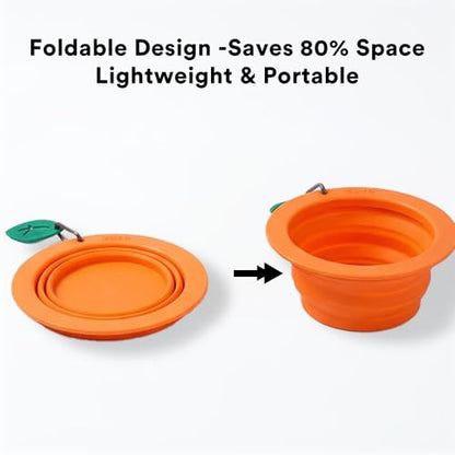 Collapsible Silicone Dog Bowl (Orange) - color: Orange