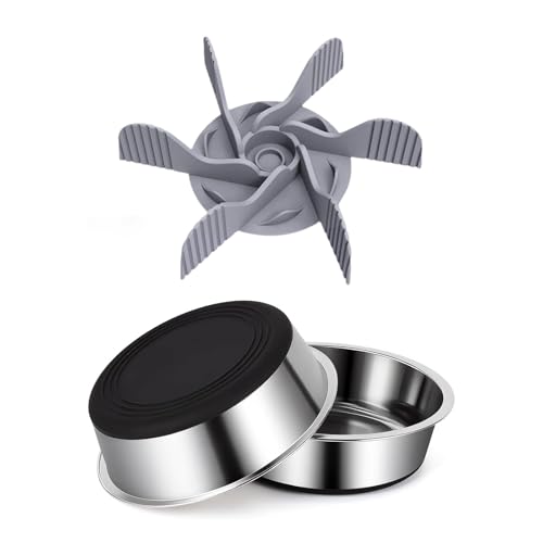 Set of 2 Pack Stainless Steel Dog Bowls & 1x Slow Feeder Insert, 32oz/4 Cups Non Slip Dog Metal Food Bowl & Water Bowl with Rubber Bottom (M Size for Small Medium Dogs) Dishwasher Safe - size: 4 CUP