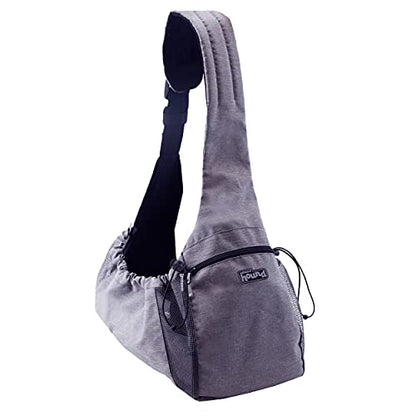 Outward Hound PupPak Sling Dog Carrier, Grey – Hands-Free Sling for Small Pets up to 15 lbs, Adjustable Strap, Mesh Ventilation, Zippered Pocket, Drawstring Fit – Ideal for Travel & Adventures - size: 16.0"L x 6.5"W x 32.0"H