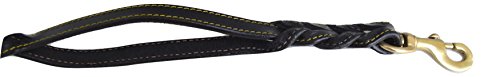 6 Foot Braided Leather Dog Leash with Traffic Handle, Two Handles for Training and Safety, Double your Control with 2 Locations, Lead for Large and Medium Dogs,Black 6ft x 3/4 Inch - color: Black
