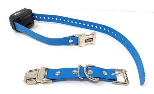 Sparky Pet Co - Apollo ECollar Replacement Strap - Dog Collar - Waterproof Biothane - Adjustable - Double Buckle - Quick Snap Metal Clasp - for Invisible Fence Systems - 3/4" x 28" (Light Blue)