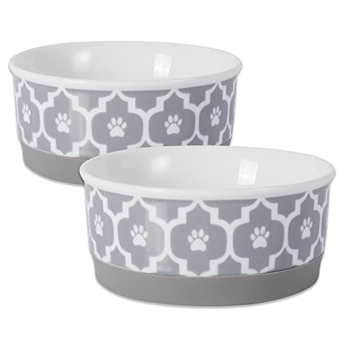 Bone Dry Lattice Collection Pet Bowl & Canister, Small Set, 4.25x2", Gray, 2 Count - color: Gray, size: Small Set, 4.25x2"