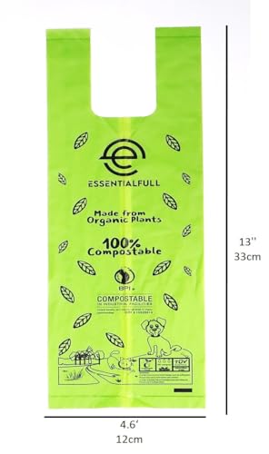 Biodegradable Cat & Dog Bags, Certified Compostable Poop Bags with Handles, 180 Count Refill Rolls, Plant Based and Leak Proof