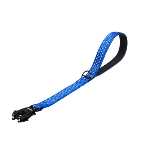 PetBonus Heavy Duty Short Dog Leash, 18 Inch Nylon Traffic Leash with Quick Release Clip, Comfortable Padded Handle, Reflective Training Lead for Medium Large Dogs (Dark Blue, 18") - color: Dark Blue, size: 18 Inch