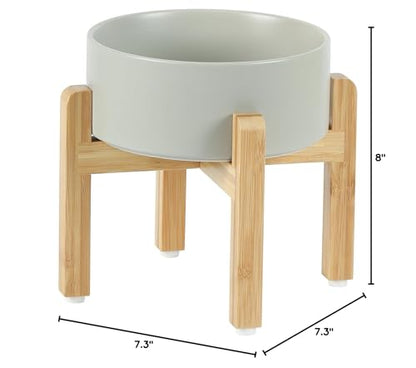 Havniva 7.3” Dog Bowls Elevated Ceramic Dog Food and Water Bowl Set, Double Raised Dog Water Bowl with Stand Non-Slip Rubber Base Large Capacity Feeding Pet Food Bowl for Medium Dogs - color: Matte Gray - Bowl+Stand, size: 7.3 Inch