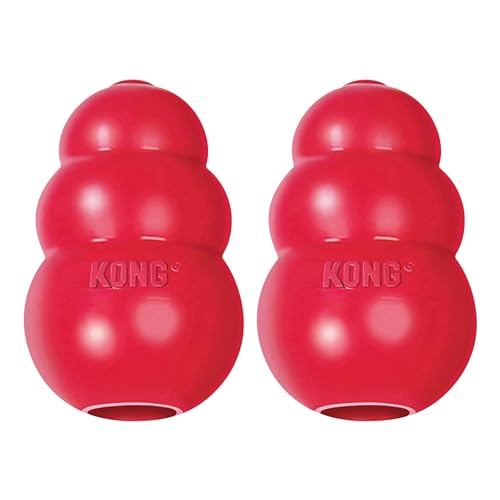 KONG Classic Stuffable Dog Toy - Fetch & Chew Toy for Dogs - Treat-Filling Capabilities & Erratic Bounce for Extended Play Time - Durable Natural Rubber Material - for Small Dogs (Pack of 2) - size: Small(2-Pack)