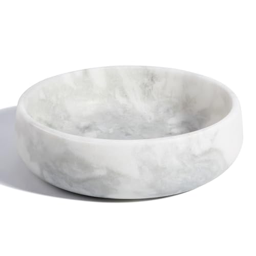 White Dog Bowl, Marble Dog Food Bowl, Non-Slip Water Dish Large, Heavy Duty Pet Bowl for Large Dogs, African Natural Marble, Holds 6 Cups(6lbs) - color: Namib Fantasy, size: L