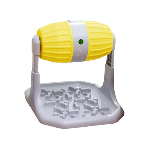 Cognitive Enrichment Rolling Dog Feeder Toy Customizable Food Opening Nonslip Base Interactive Treat Dispenser Puzzle Activity Interactive Puppy Feeder - color: Yellow