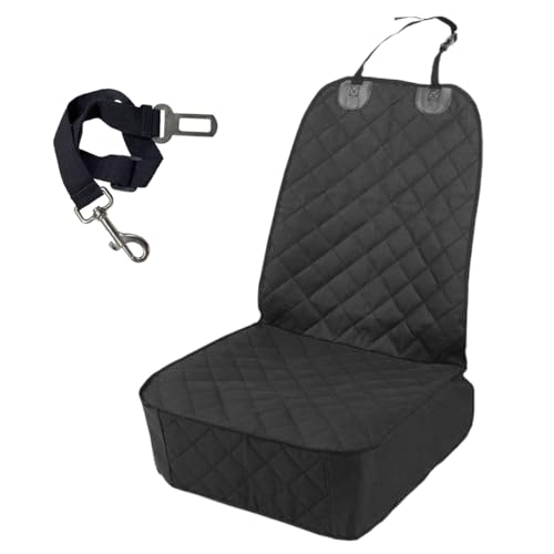 ZIMISI Dog Car Seat Cover, Waterproof & Scratch Proof Car Seat Protector with Side Flaps, Nonslip Front Car Seat Covers with Safety Belt, Universal Dog Mat for Cars, SUVs, Trucks (Black) - color: Black