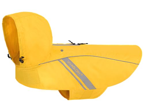 VIVAGLORY Dog Raincoat Wetoff Dog Rain Coat, XXS, Yellow | Rain Jacket with Hood & Harness Hole, Waterproof & Lightweight for Puppy Doggy Pet - color: Yellow, size: XXS (13"-15" chest girth)