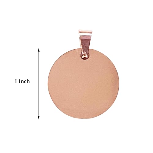 TSJ Stamping Blanks Round Metal Charms 10 PCS, Stainless Steel Blank Stamping Tags with Hole, 1 Inch (25mm) Rose Gold Punched Circle Disc