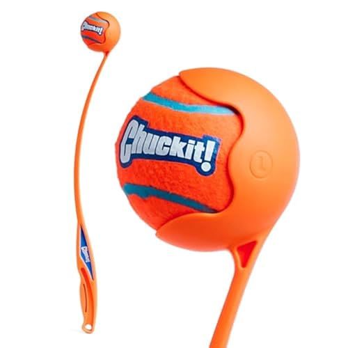 Chuckit! Sport 26L Dog Ball Launcher - Includes a 3-inch Diameter Large Ball for Dogs 60-100 Pounds - Manual Thrower for Dog Balls With a Slim Ergonomic Handle - 26-inch Length - size: Large, style: Sport