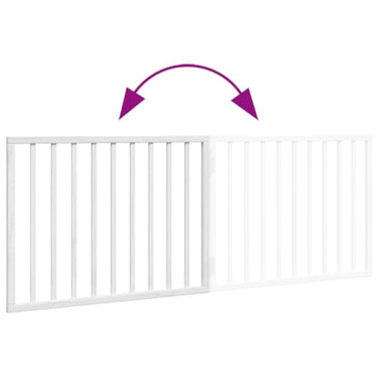 Set of 2 Dog Gate for Doorways and Stairs, 63 in Wide Freestanding Pet Gate, Adjustable Foldable Safety Barrier for Dogs, Solid Poplar Wood Indoor Fence, White