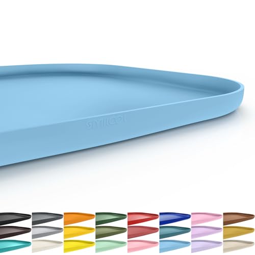 SMILOOL Silicone Pet Food Mat with Raised Edge for Food and Water Bowl, Dog Feeding Mats, Cat Food Trays for Floor Waterproof, Rubber Tray for Dogs and Cats, 19 x 12 x 0.7 Light Blue - color: Light Blue, size: 19"L x 12"W