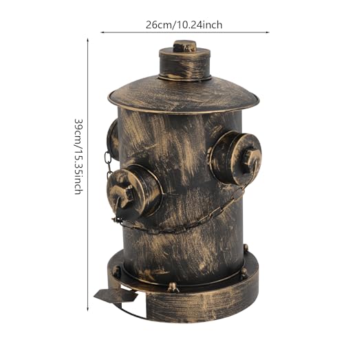 DouSeiAi Retro Fire Hydrant Trash Can - 1.3 Gallon Metal Garbage Bin with Foot Pedal & Removable Inner Bucket, Heavy-Duty Indoor/Outdoor Waste Can for Garden, Patio, Park, Kitchen and Dog Waste, - color: Bronze