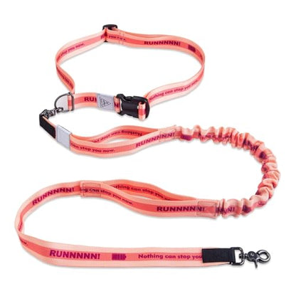 Hands Free Dog Leash with Waist Belt Lifetime Replacement, Dual Handle Bungee Leash for Running, Jogging, Hiking and Walking, for Medium and Large Dogs 5118 - color: Pink