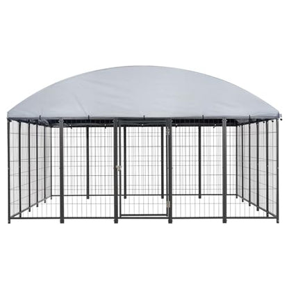 VEVOR Outdoor Dog Kennel, 9.8 x 9.8 x 5.4 ft Large Dog Kennel with Secure Lock, Outside Dogs Enclosures with UV-Resistant & Waterproof Roof Cover, Heavy Duty Pet Crate Cage Run for Large Dogs - size: 118.1"L x 118.1"W x 65.0"H