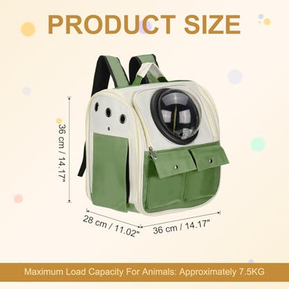Pet Backpack Carrier, Portable and Ventilated, Oxford Cloth, Dogs Cats and Small Animals Travel Bag 12.99", (Dark Green, 1 Pcs), Intended for Hiking/Camping/Traveling - color: Dark Green