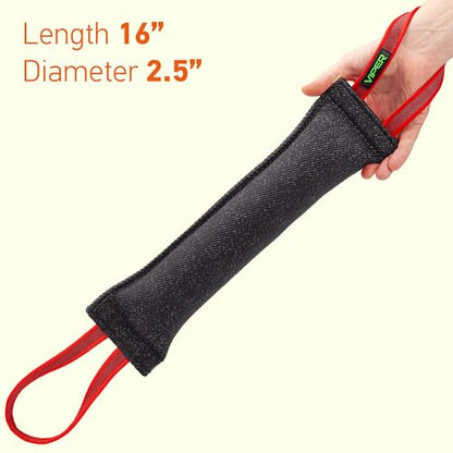 Viper Heavy Duty French Linen Dog Bite Tug Toy - K9 Trainer, Tough and Durable for Dogs Shutzhund IPO K-9 - Black - 12in L x 2in W - color: Black, size: 12in L x 2in W