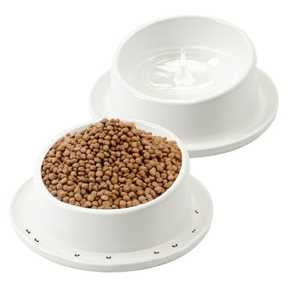 Ant Proof No Spill Ceramic Cat Food Bowls,15° Tilted Neck Support,No Spill,Non-Slip Base,Easy Clean Pet Water Dishes for Cat and Small Dog Indoor or Outdoor Use(2 Pack)