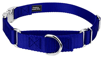 Country Brook Petz - Martingale Dog Collar - Heavy Duty Nylon Adjustable Martingale Dog Collar with Premium Buckle for Small Medium Large Breeds (5/8 Inch, Extra Small, Bright Royal Blue) - color: Bright Royal Blue, size: Extra Small (Pack of 1)