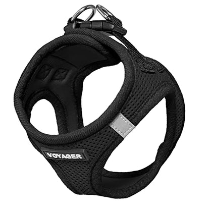 Best Pet Supplies - All Weather Mesh / Plush, Reflective, No Pull Harness for Small, Medium Dogs, Cats - Secure with Hook & Loop Fastener, Buckle, Double D-Rings - Black/Black Trim, L - color: Harness (Black/Black Trim), size: L (Chest: 18 - 20.5")