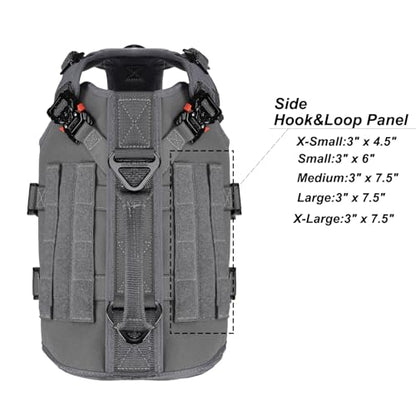 ICEFANG Tactical Dog Operation Harness with 6X Buckle,Dog Molle Vest with Handle,3/4 Body Coverage,Hook and Loop Panel for ID Patch,No Pulling Front Clip (S (22"-27" Girth), Wolf Gray) - color: Wolf Gray, size: Small (Pack of 1)