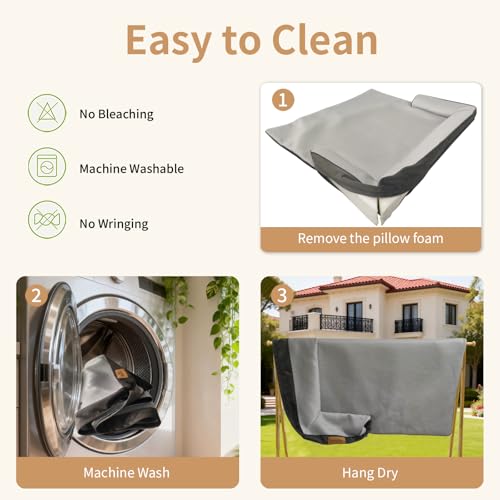 Large Dog Bed for Couch, Cooling Orthopedic Dog Bed, Removable Washable Cover, Waterproof Lining, Non-Slip Bottom, Dog Sofa Bed with Extended Mat, Size: 41"*37"*4.9" - size: Large