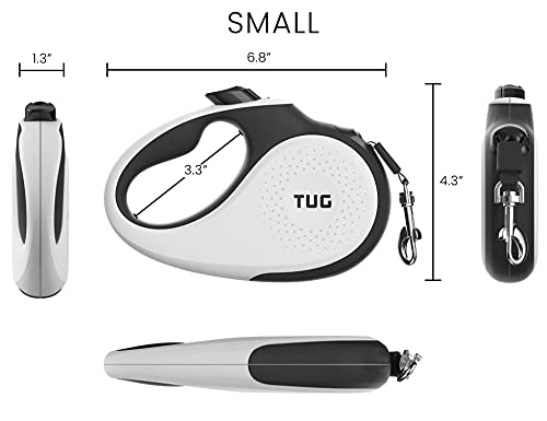 TUG 360° Tangle-Free Retractable Dog Leash with Anti-Slip Handle | 16 ft Strong Nylon Tape | One-Handed Brake, Pause, Lock (Small, White) - color: White, size: Small
