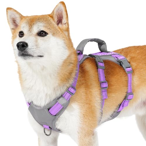Huntboo Reflective Dog Harness with Handle, Escape Proof, No Slip, Breathable, Lightweight,Adjustable Lift Harness for Small,Medium,and Large Dogs Walking, Training,and Running Gear(Lavender Purple,S) - color: Lavender Purple, size: Small (Pack of 1)