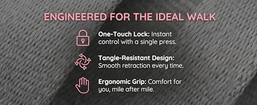 2Pack Retractable Dog Leash for Small Medium Dogs One-Click Brake & Lock Anti-Slip Ergonomic Handle 360° Tangle-Free Zinc Alloy Hook Durable ABS Casing-9.84feet Pink - color: Pink, size: 2
