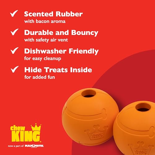 Chew King 3 Inch Bacon Flavor Rubber Balls 2 Pack - color: B) 3" 2-Pack (Bacon)